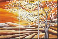 60 90CM OBRAZ 3 ELEM KWITNĄCE DRZEWO DRUK PŁÓTNO RAMA