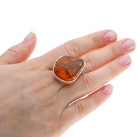 Pierścionek regulowany - Koniakowy Bursztyn w srebrze
