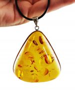 Duży Srebrny Wisiorek z Koniakowego Bursztynu Bałtyckiego, Brązowy Bursztyn