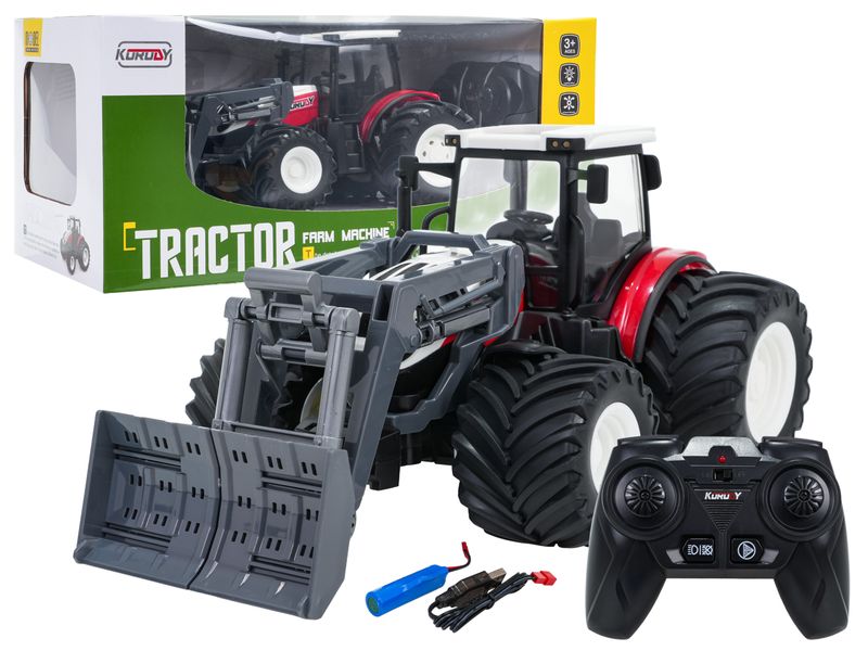 Traktor + Spych R/C 1:24 Czerwony zdjęcie 2