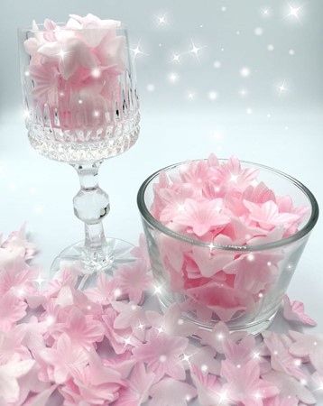 Kwiaty waflowe mini kwiatki 50 szt różowe kwiatuszki dekoracja komunia tort na Arena.pl