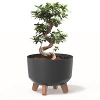 Donica okrągła 24 cm misa matowa nóżki wkład antracyt