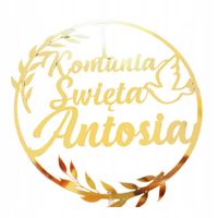 TOPPER NA TORT Pierwsza Komunia Święta złoty komunijny IMIĘ dziecka