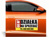 Magnes na samochód reklama magnetyczna 60x30 cm DZIAŁKA NA SPRZEDAŻ