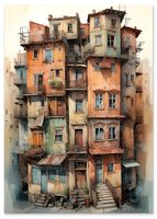 Plakat ilustracja budynek kamienica 30x40 cm