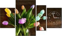 70CM 120CM OBRAZ 4 ELEM KOLOROWE TULIPANY ŚCIENNY