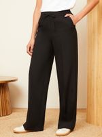 Spodnie Love & Roses z elastyczną talią i szerokimi nogawkami R44