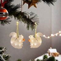 Lampki Choinkowe LED Akrylowe Wiewiórki 2 Sztuki na Boże Narodzenie Białe
