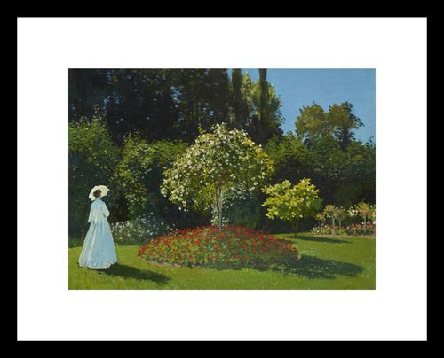 Plakat 18x13cm Lady in the Garden, Monet Vintage do Salonu na Arena.pl