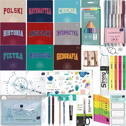 duża WYPRAWKA SZKOLNA PRZYBORY SZKOLNE ZESZYTY TEMATYCZNE klasa 4-8 na Arena.pl