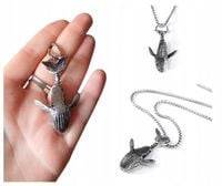 NASZYJNIK WIELORYB SUBTELNY BRELOK MAJESTATYCZNY PREZENT NIEBIESKI TYTAN