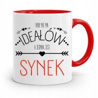 Kubek Czerwony Prezent Dla Syna Nie Ma Ideałów Z Nadrukiem Ze Zdjęciem