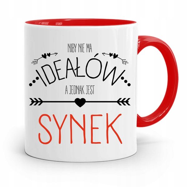 Kubek Czerwony Prezent Dla Syna Nie Ma Ideałów Z Nadrukiem Ze Zdjęciem zdjęcie 1