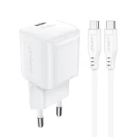 Ładowarka sieciowa Acefast A73 Mini PD 20W GaN + kabel USB-C - biała