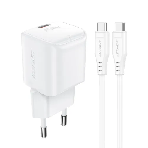 Ładowarka sieciowa Acefast A73 Mini PD 20W GaN + kabel USB-C - biała na Arena.pl