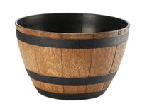 Donica okrągła skrzynka beczka BARREL 40 cm imitacja drewna tworzywo brąz jasny