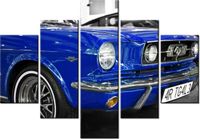 70 100CM OBRAZ 5 ELEM NIEBIESKI MUSTANG DRUK PŁÓTNO