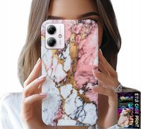 ETUI DO MOTOROLA MOTO G14 - RÓŻOWO BIAŁY MARMUREK, KAMIENNE WZORY