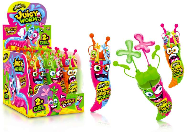 12 SZTUK - JOHNY BEE JUICY WORMS 58G zdjęcie 1