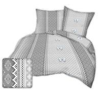 Pościel z kory 160x200 wzór szara koronka z kokardami