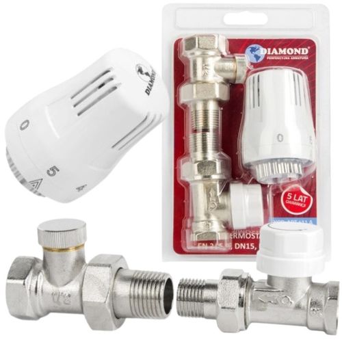 ZESTAW TERMOSTATYCZNY PROSTY 1/2 ZAWORY DO GRZEJNIKA + GŁOWICA na Arena.pl