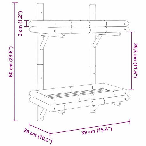 Półka ścienna z półką Brązowy 45 x 26 x 60 cm Bambus na Arena.pl