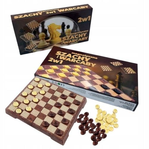 Szachy Warcaby MAGNETYCZNE Drewniane KLASYCZNE Duże 2 w 1 SKŁADANE na Arena.pl