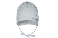 BROEL Alunia czapka niemowlęca dla dziewczynki kokarda szara 38-40