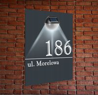 antracyt TABLICZKA ADRESOWA aluminiowa numer domu oświetlona pionowa 30x20