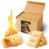HeatFire Naturalna PODPAŁKA wełna drzewna rozpałka do GRILLA kominka