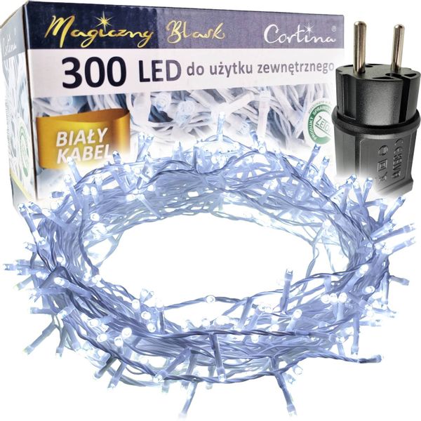 LAMPKI CHOINKOWE 300 LED ZEWNĘTRZNE ip44 CE Białe zdjęcie 1