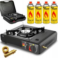 KUCHENKA GAZOWA TURYSTYCZNA PRZENOŚNA 4x GAZ 2 IN 1 KARTUSZE ZESTAW ADAPTER