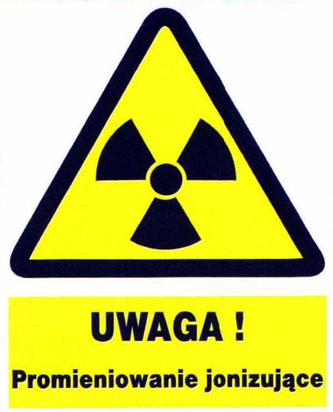ZOO-8 UWAGA promieniowanie jonizujące ZNAK TABLICA zdjęcie 1