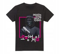 Koszulka z nadrukiem SQUID GAME FRONT MAN KOREAN LOGO - czarna Rozmiar-XXL