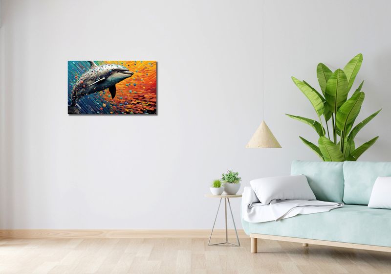 Obraz 70x40cm Delfin w Palecie Barw zdjęcie 2