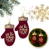 ozdoba świąteczna bordowe rękawiczki welurowe 2szt woz60