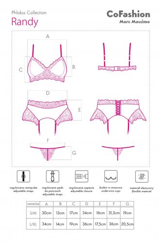 Zmysłowy komplet Nahir Maroon rozmiar - S/M na Arena.pl