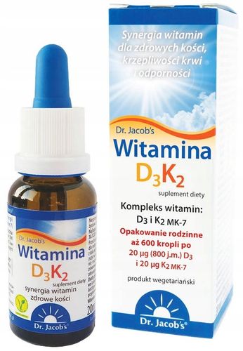WITAMINA K2 MK-7 + D3 KROPLE NATURALNE Jacobs na Arena.pl