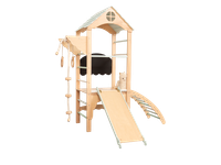 Domowy plac zabaw Tower Max- drewno-pastel