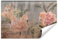 Fototapeta Do Jadalni FLAMINGI Liście Beton Abstrakcja Mur 450cm x 300cm