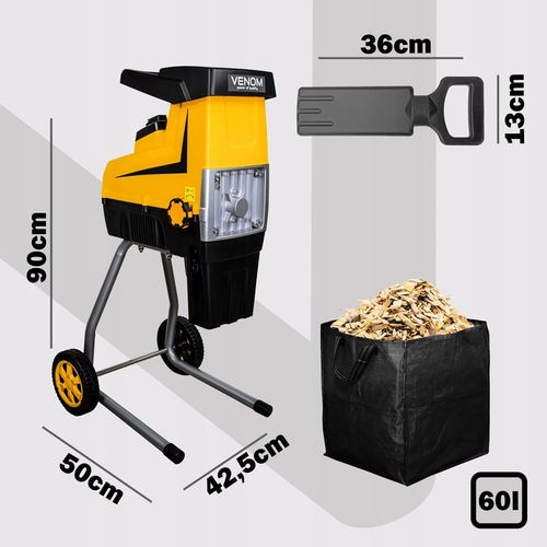 ELEKTRYCZNY ROZDRABNIACZ VENOM RĘBAK DO GAŁĘZI PRO MOCNY SILNIK 2X na Arena.pl
