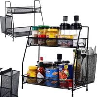 PÓŁKA KUCHENNA ORGANIZER KUCHENNY STOJĄCY DWUPOZIOMOWY LOFT Z KOSZYCZKIEM