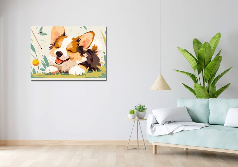 Obraz 100x70cm Beztroski Corgi zdjęcie 2