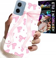 ETUI DO MOTOROLA E15 / G05 - RÓŻOWE WSTAZKI WSTĄZKA MODNE WZORY CASE