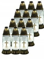 Znicz szklany Złoty Krzyżyk Ornament 12SZT 21CM !