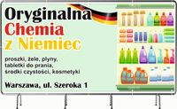 BANER REKLAMOWY 300x150 cm różne wzory projekt w cenie CHEMIA Z NIEMIEC