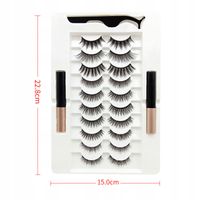 10 SZT. SZTUCZNE RZĘSY MAGNETYCZNE 10+PĘSETA+EYELINER