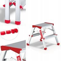 Drabina aluminiowa składana 2 stopniowa 2x2 dwustronna domowa GRATIS STOPKI
