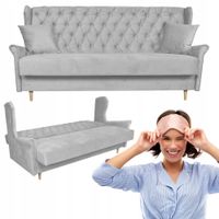 Sofa USZAK rozkładana WELUR wersalka 3 osobowa GAJA szara