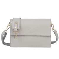 VERA PELLE torebka skórzana listonoszka z klapą i paskiem V606 j.szara
